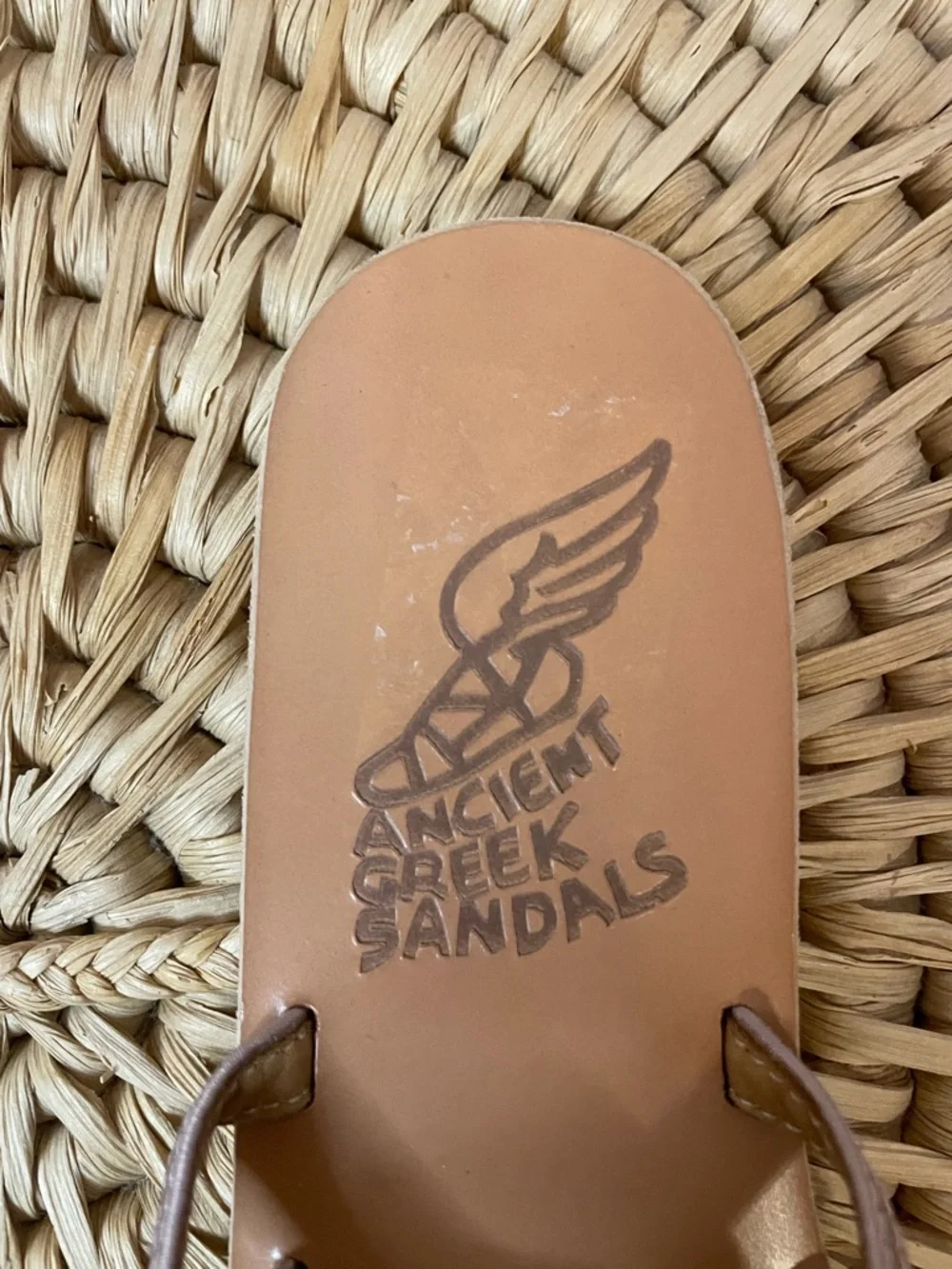 Ancient Greek Sandals Hara Natural Lotus Satin Flats in Rose Taupe Size 37